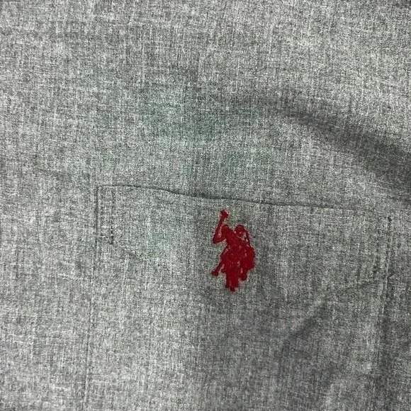 US Polo Assn Button down Shirt Men’s XXL 100% Cotton Gray soft comfy light 0552 - Picture 2 of 5
